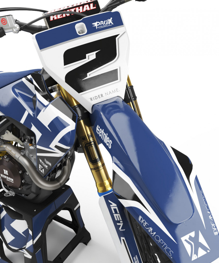 Custom Husqvarna Decals Zoned Blue Front