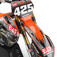 Orange and Grey Custom dirt bike graphics KTM - Front