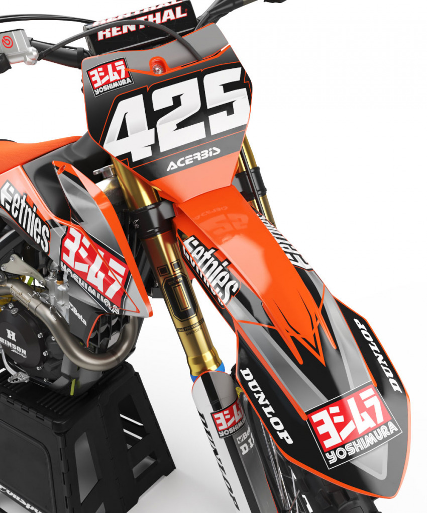 Orange and Grey Custom dirt bike graphics KTM - Front