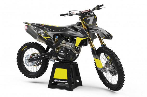 Grey Black and Yellow Supermoto graphics for KTM