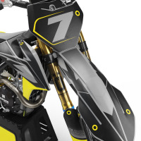 Grey Black and Yellow Supermoto graphics for KTM - Front