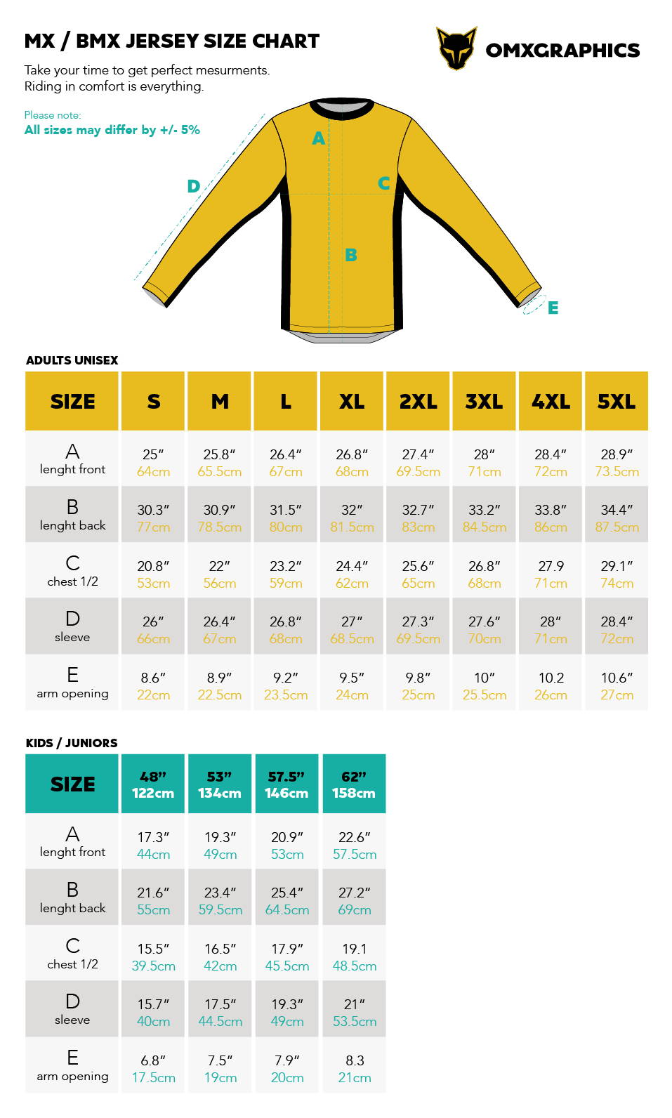 motocross jersey sizing chart omxgraphics