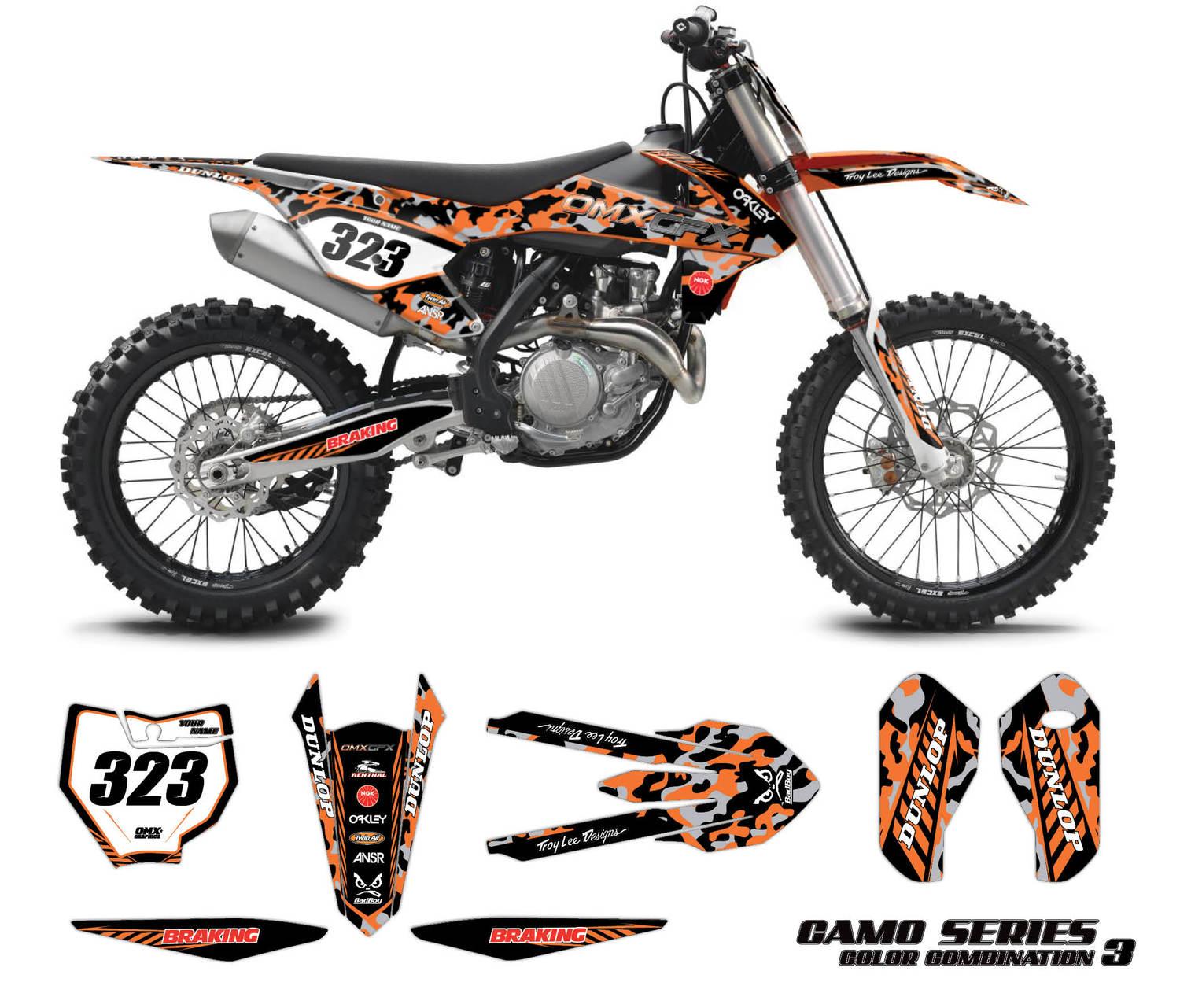 Kit Déco Stickers de protège mains Reflex Moto Cross KTM EXC-EXCF Orange