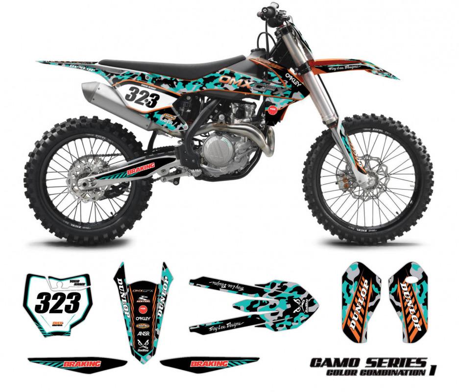 Motocross Graphics for KTM Camo Teal OMXGraphics