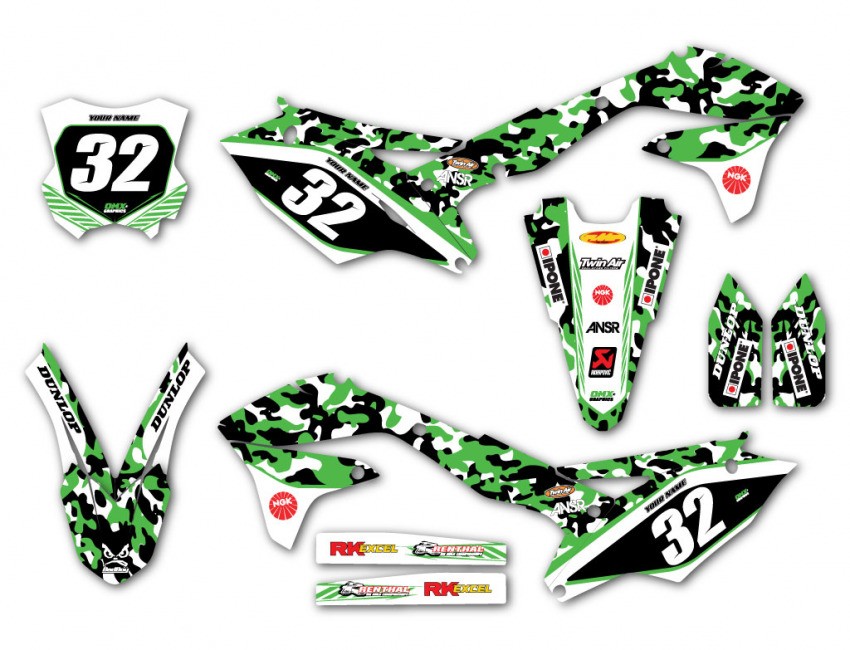Kawasaki Motocross Stickers KX KLX Camo Green