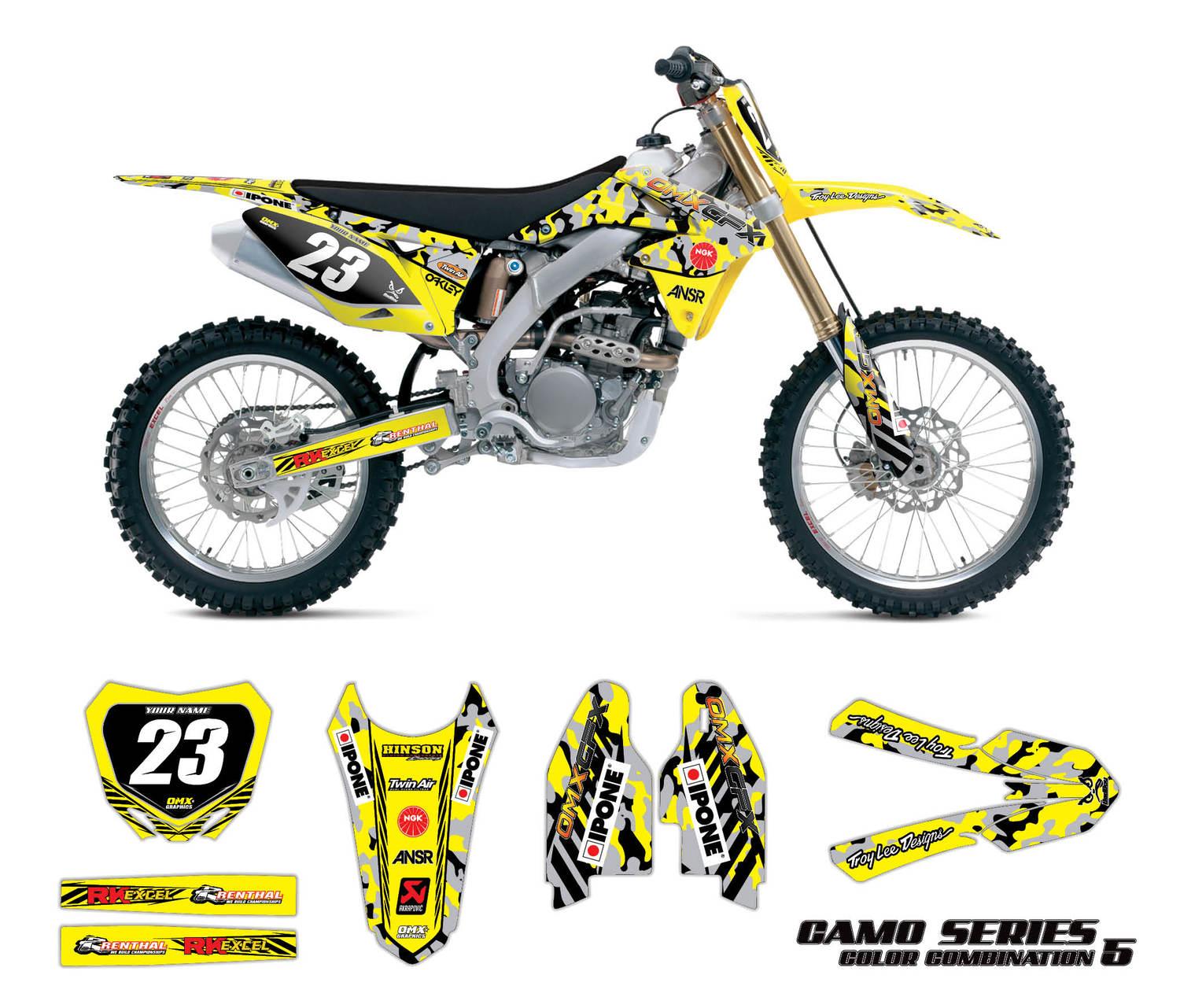 Dirt Bike Custom Camo Name Number Stickers Decals ATV Go Kart MX Race Plate RM