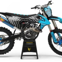 Abstract Cyan Black and Grey Graphics set for MX Racing