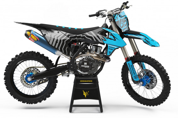 Abstract Cyan Black and Grey Graphics set for MX Racing