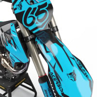 Abstract Cyan Black and Grey Graphics set for MX Racing - Front