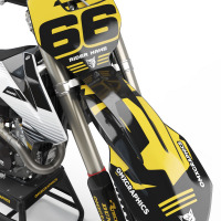 Custom White Black and Yellow Full MX Graphics set - Front