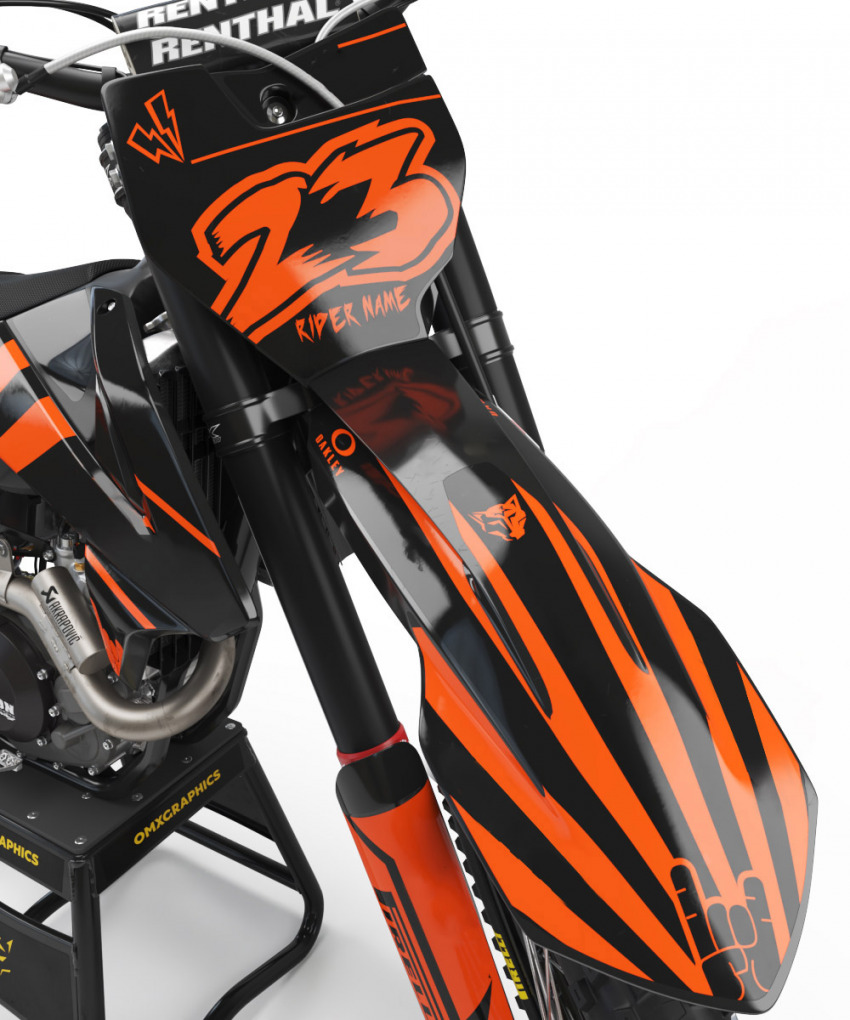 Orange and Black Custom Number KTM Wrap - Front