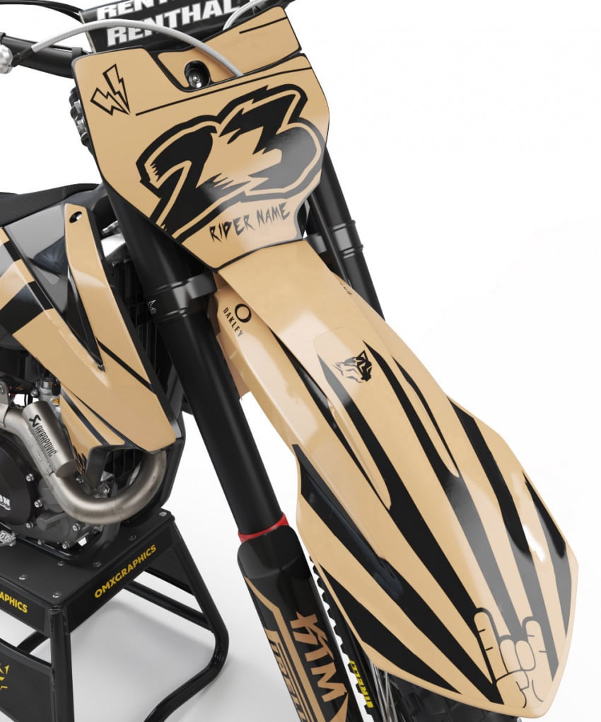 Sand and Black Customizable KTM Graphics set - Back