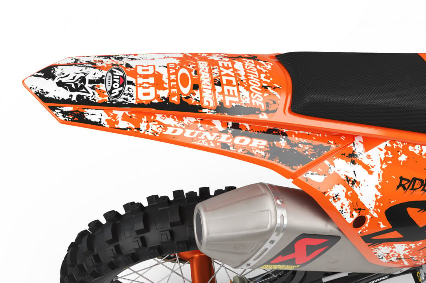 Orange and Black Grunge Custom KTM Graphics set - Back