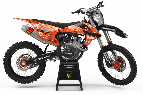 Orange and Black Grunge Custom KTM Graphics set