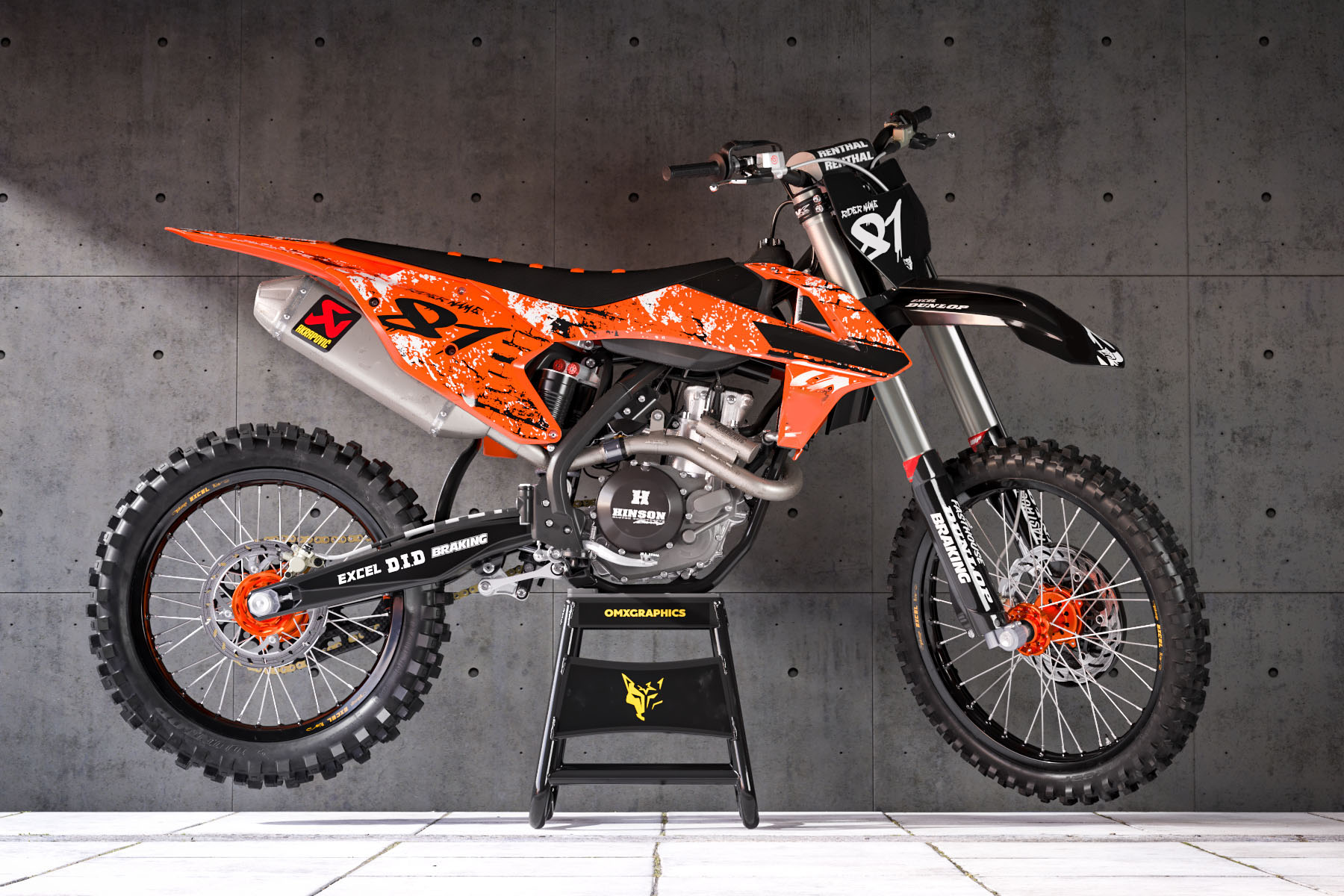 Orange and Black Grunge Custom KTM Graphics set - Promo