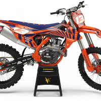 Blue and Orange Custom decals for KTM mx Bike