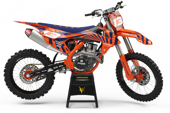 Blue and Orange Custom decals for KTM mx Bike