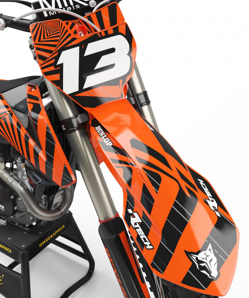 Custom Orange and Black KTM Stickers kit - Front