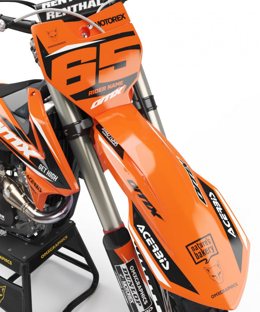 Orange and Black Custom Stickers set for KTM - Front