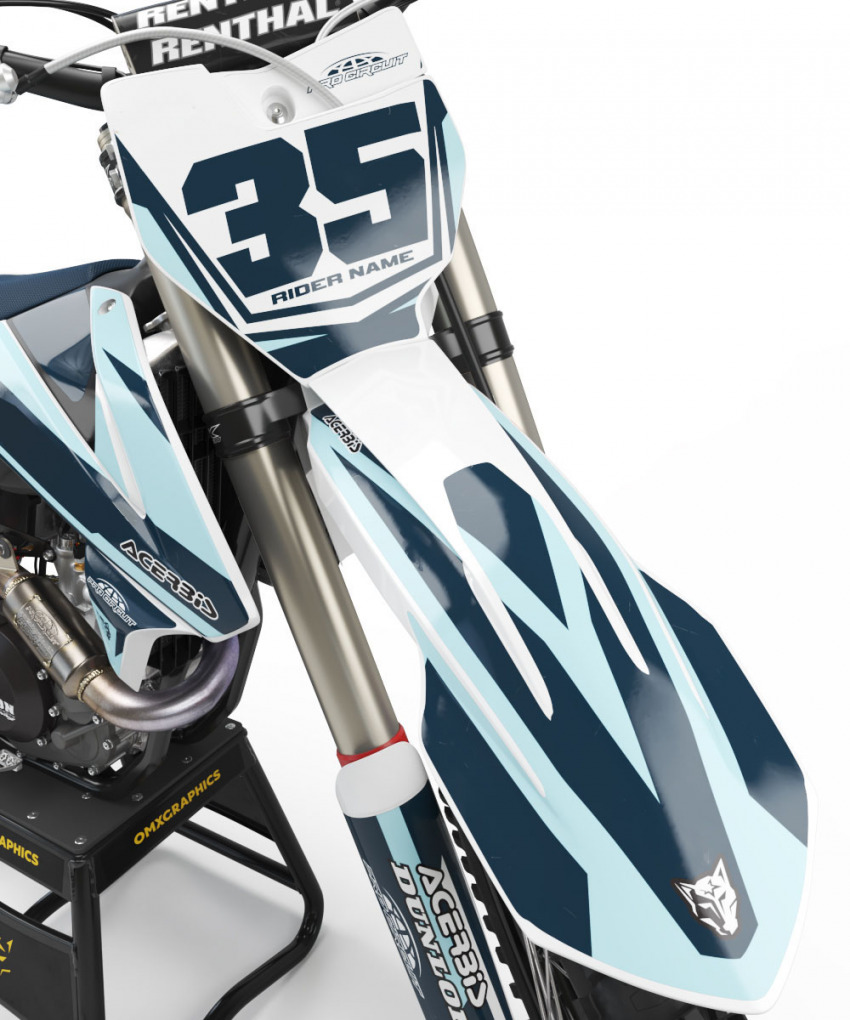 Light Blue and Dark Blue KTM graphics set - Front