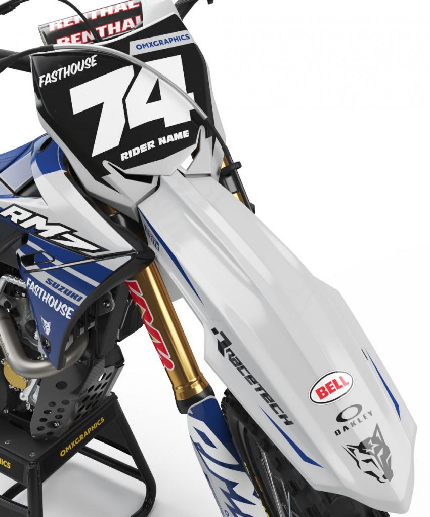 Suzuki Motocross Graphics Kit Gang Blue Front