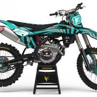 Teal and Black Graphics set for GasGas Dirt bike