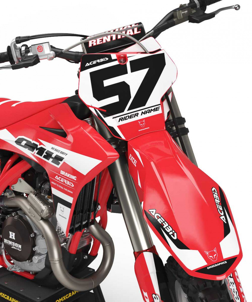 Red and White Customizable graphics set for GasGas bike - Front