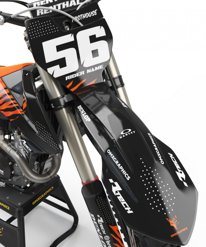 Orange and Black animal print Graphics for KTM - Front