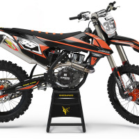 Custom Black and Orange KTM Dirt bike Graphics