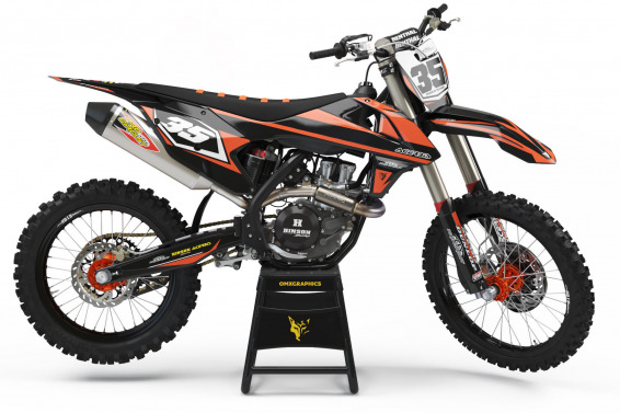 Custom Black and Orange KTM Dirt bike Graphics