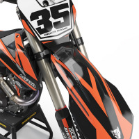 Custom Black and Orange KTM Dirt bike Graphics - Front