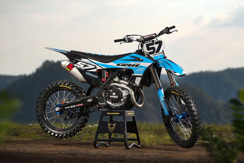 Blue Graphics set for GasGas Dirt Bike - Promo