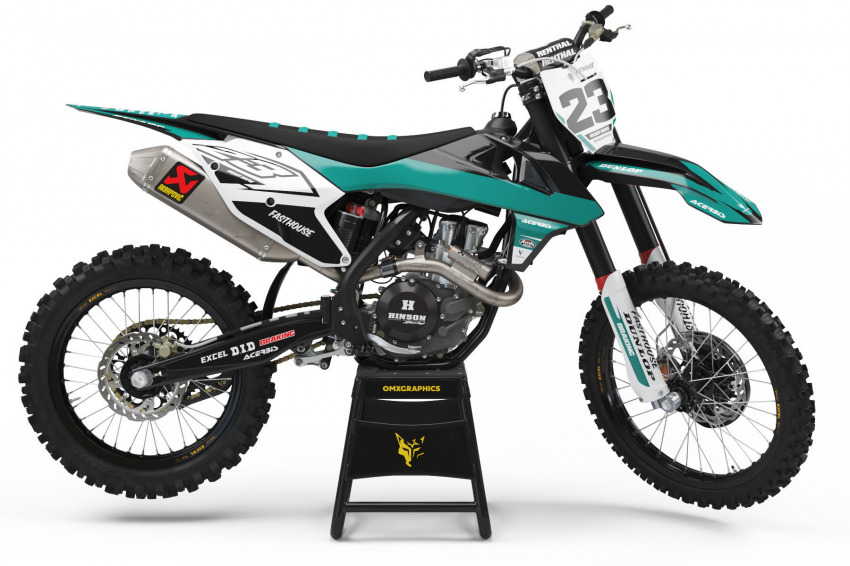 Custom dark Teal White and Black KTM graphics set