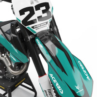 Custom dark Teal White and Black KTM graphics set - Front