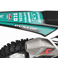 Custom dark Teal White and Black KTM graphics set - Back