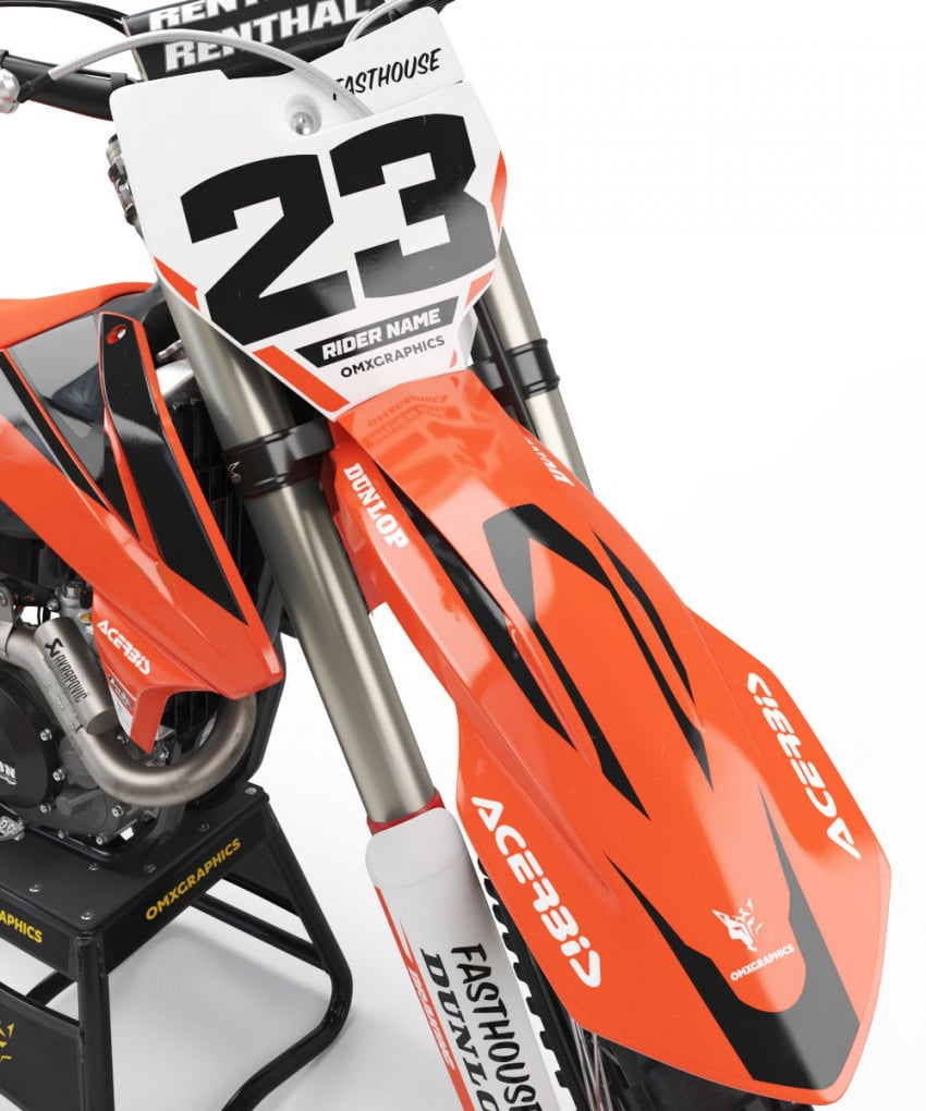 Custom Orange KTM Dirt bike graphics kit - Front