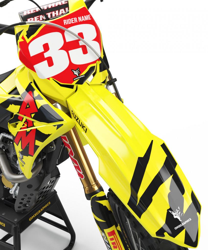 Suzuki Retro Motocross Graphics Kit Front