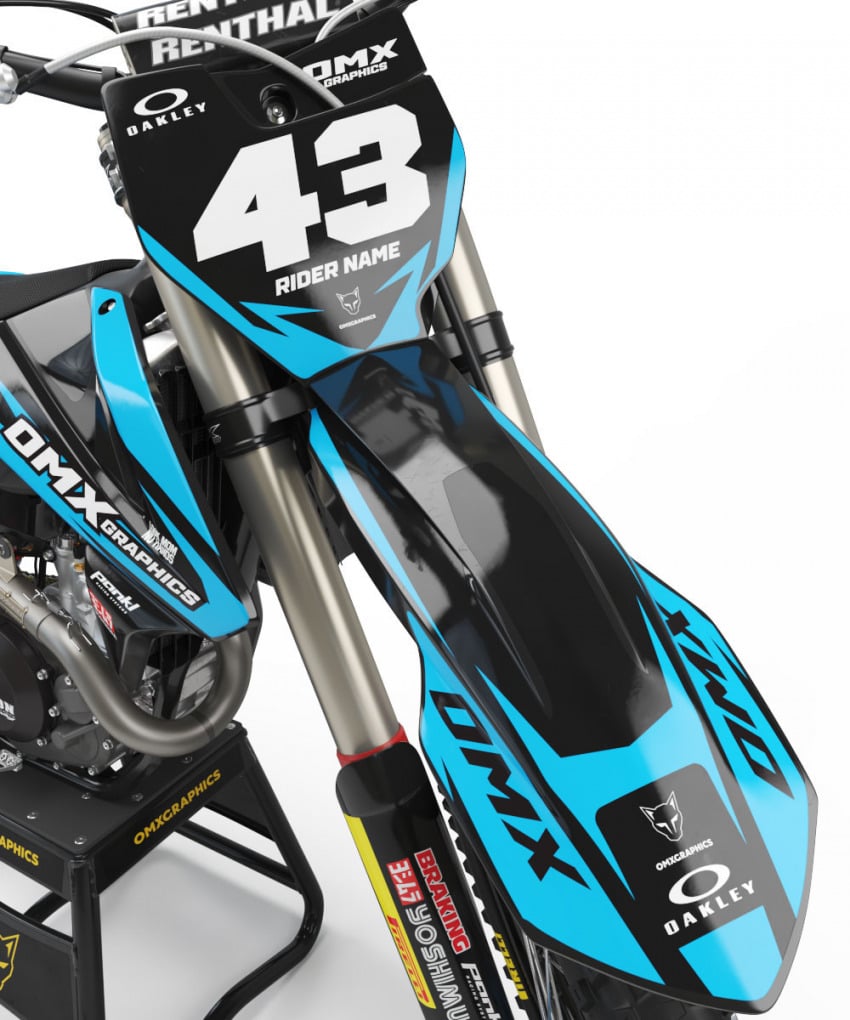 Custom Mx Graphics Kit KTM Vandal Black Blue Front