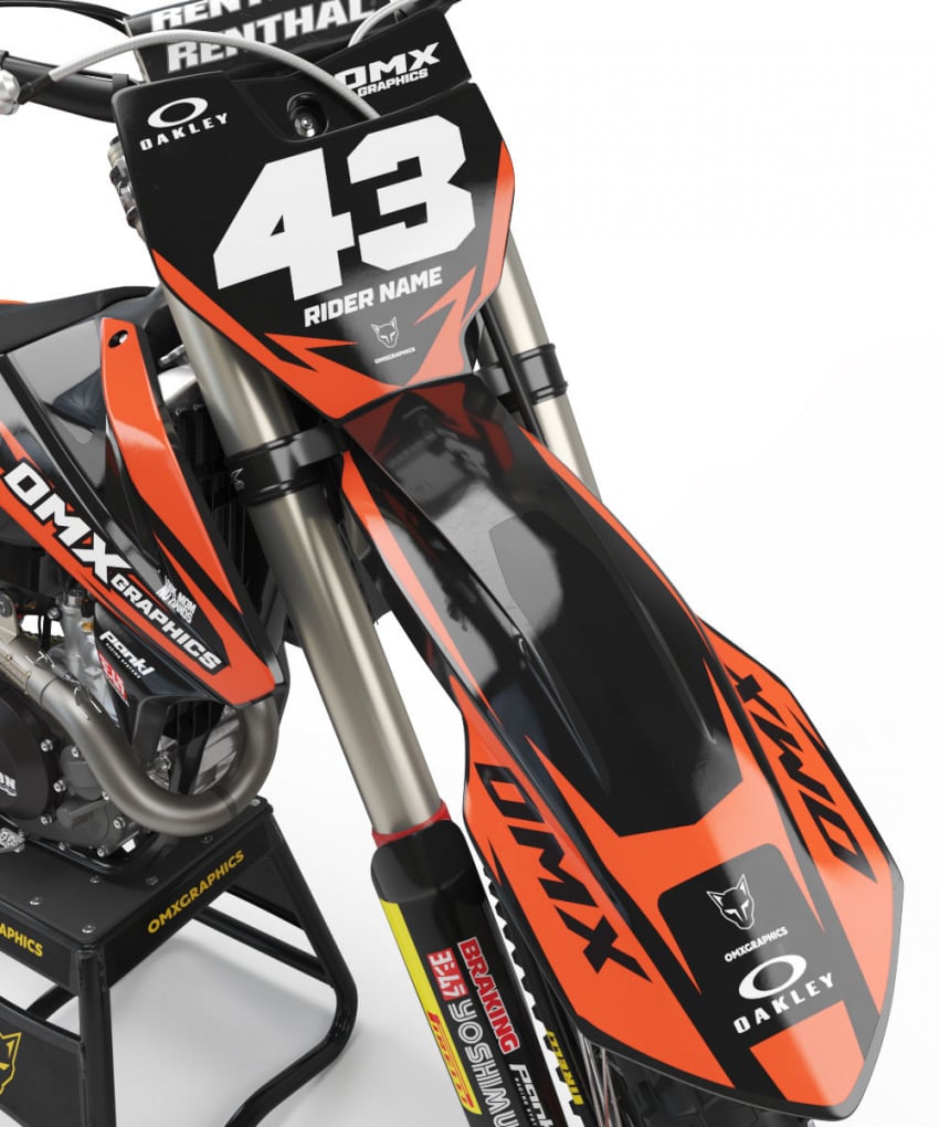 Orange and Black Custom logo Graphics for KTM - Front