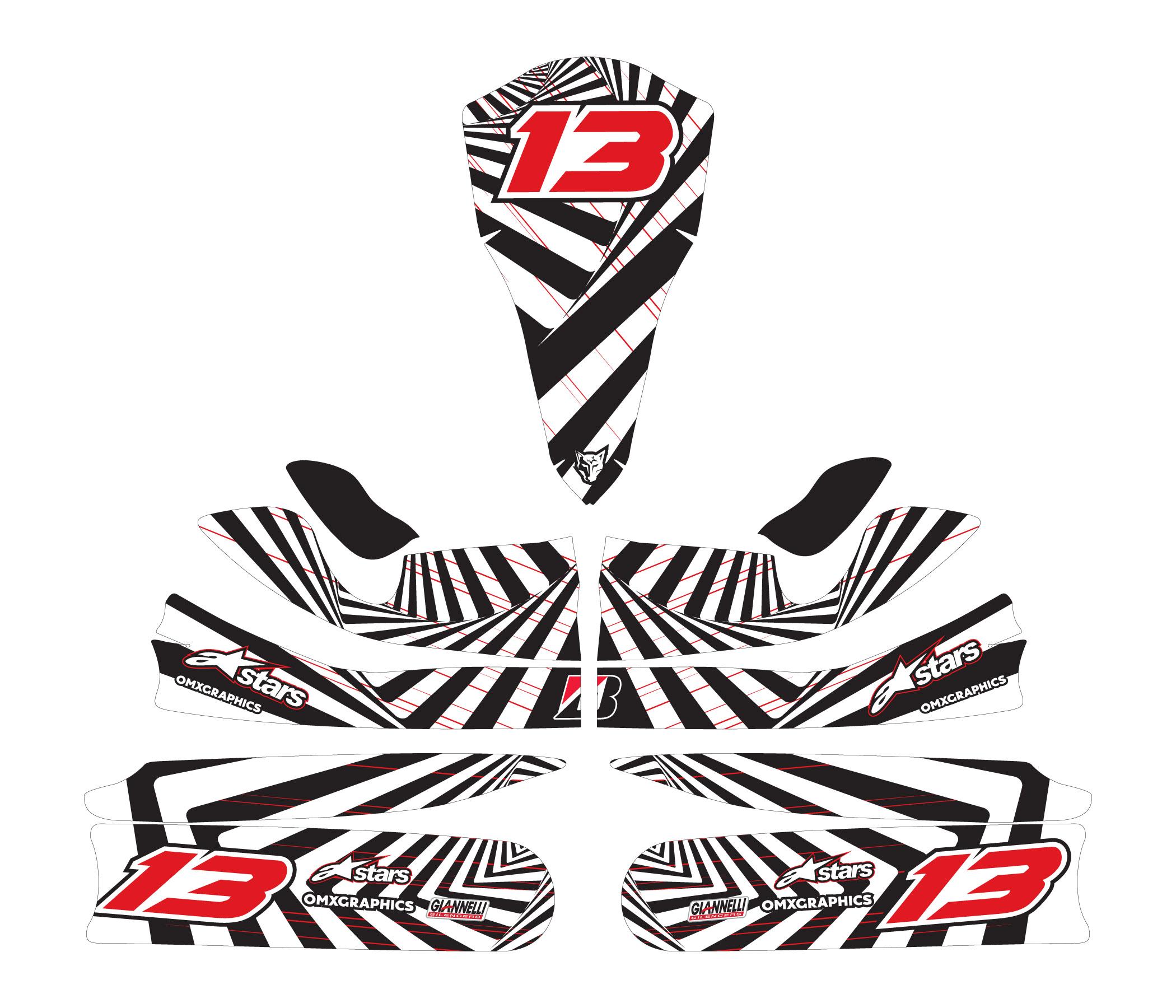 TRIBAL RED CHAIN GUARD STICKER KIT TO MATCH OUR FULL KART KIT JakeDesigns 