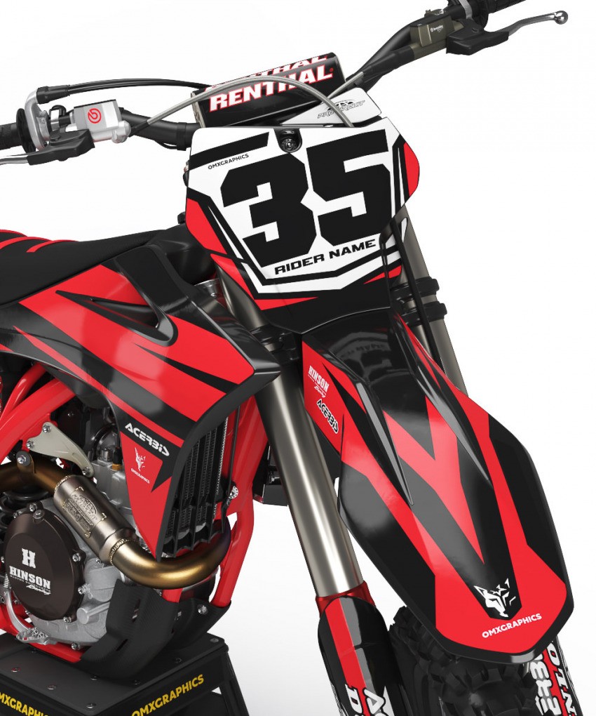 GasGas Dirt Bike Graphics Kit Razor Black Red Front