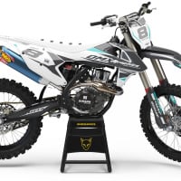 White Grey and Teal Graphics set for KTM