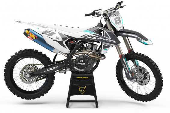 White Grey and Teal Graphics set for KTM