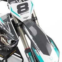 White Grey and Teal Graphics set for KTM - Front