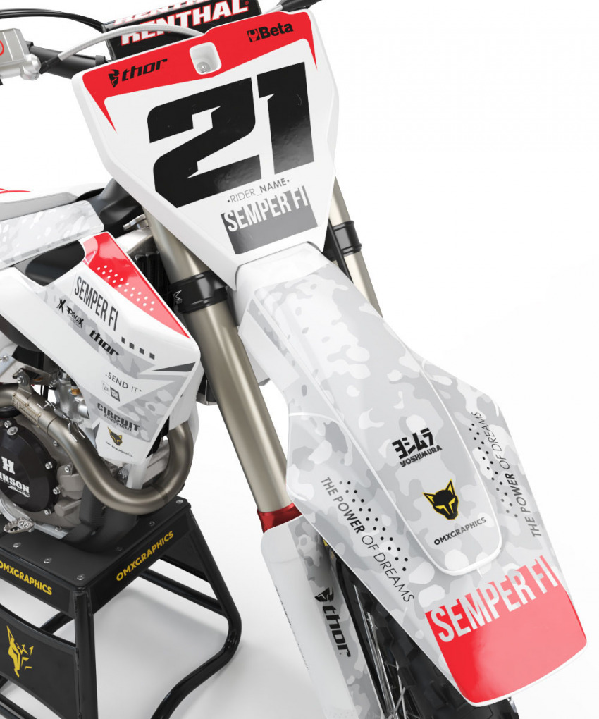 Husqvarna Mx Graphics Kit Semper Fi White Front