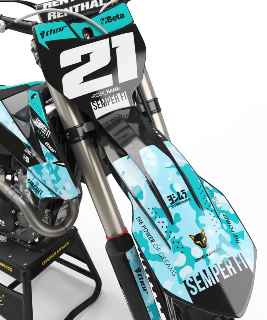 KTM Motocross Graphics Kit SEMPER FI Blue Front
