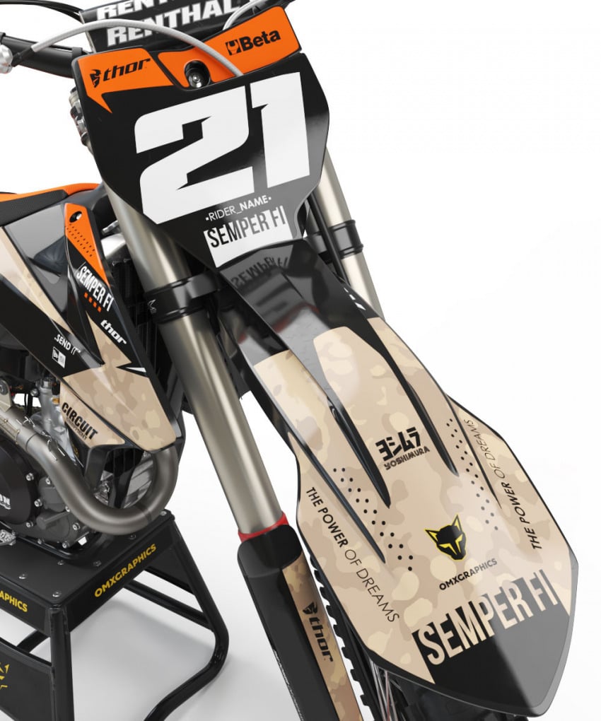 Sand Naval Camo Customizable KTM Graphics set - Front