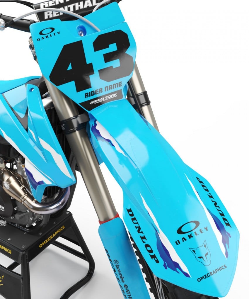KTM Mx Graphics Kit Legacy Sky Blue Front