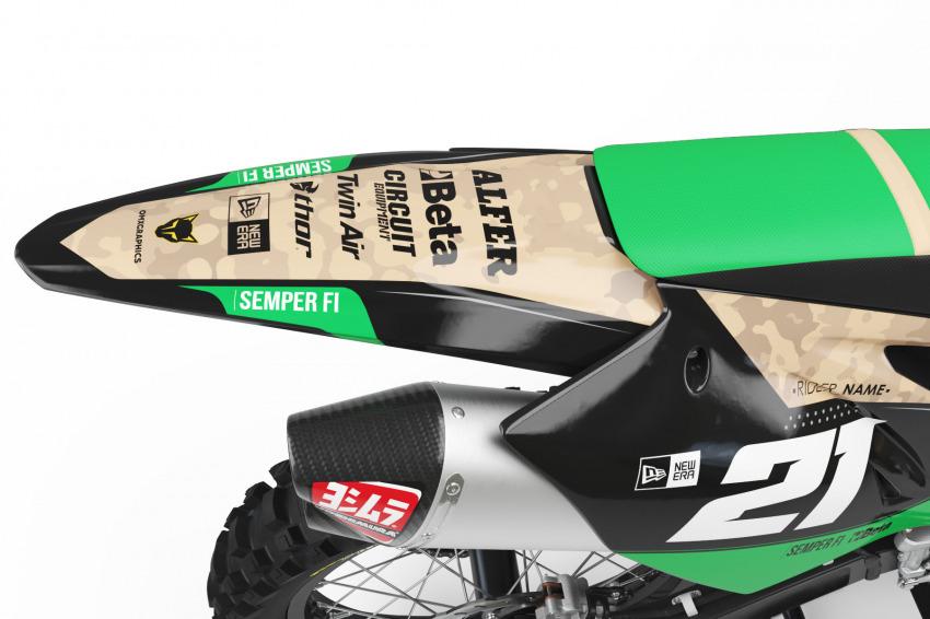Kawasaki Motocross Graphics Kit Semper Fi Tail