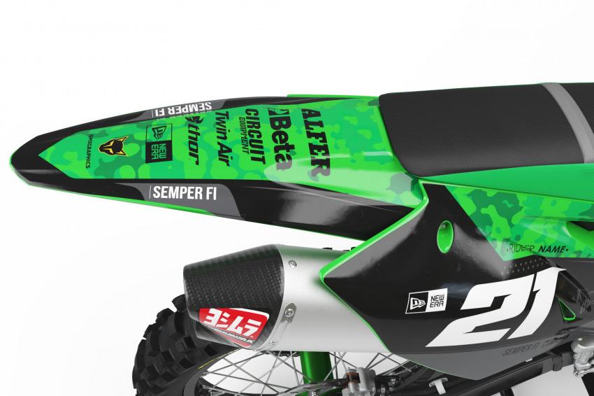 Kawasaki Mx Graphics Kit Semper Fi Green Tail